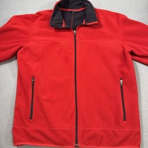 JACKET FLEECE Red Marinac  Mens Large 42-44 Lined Pockets 87933 VTG LANDS END
